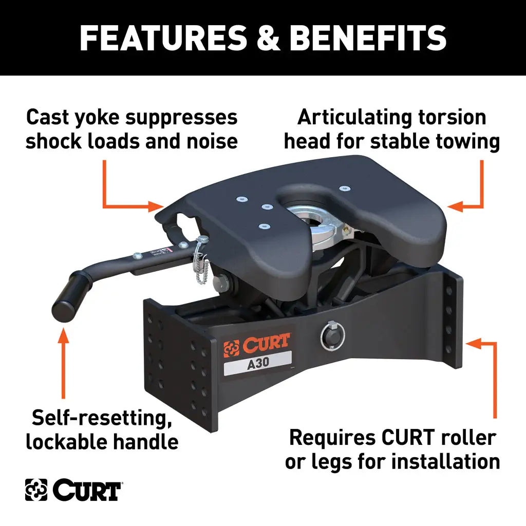 CURT A30 5th Wheel Hitch Head | 16590 | 30K | Head Only
