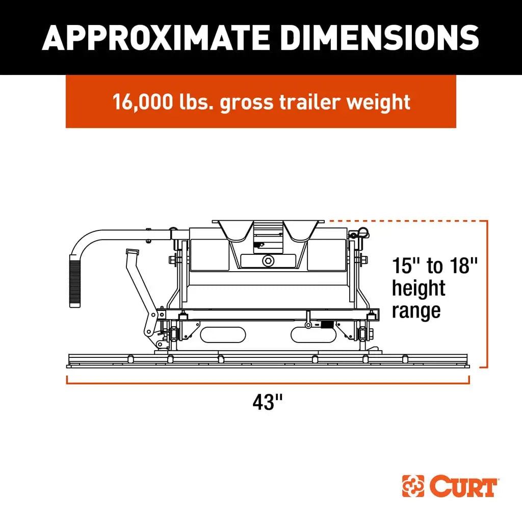 CURT E16 Sliding 5th Wheel Hitch | 16611 | 16K | Includes Rails