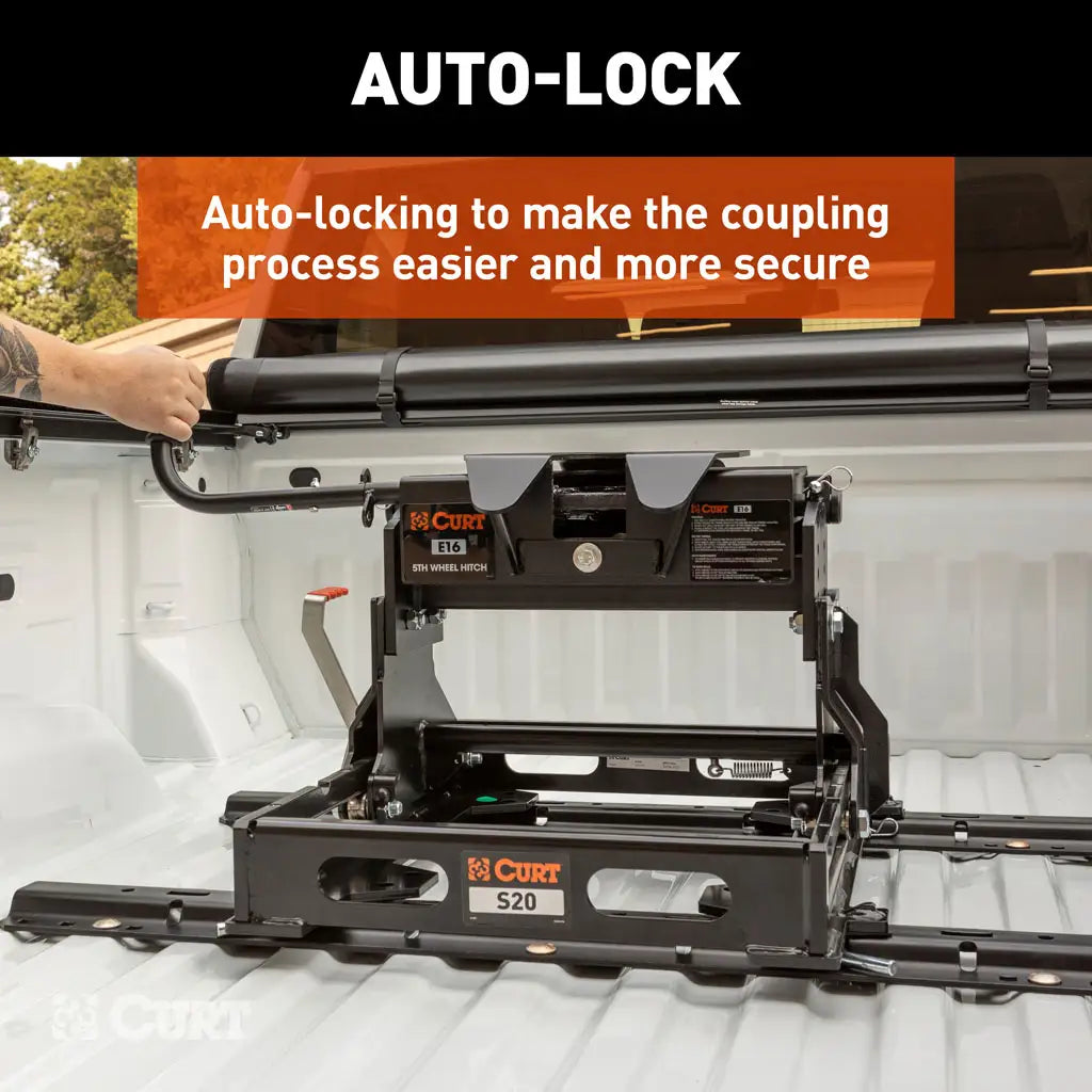 CURT E16 Sliding 5th Wheel Hitch | 16611 | 16K | Includes Rails
