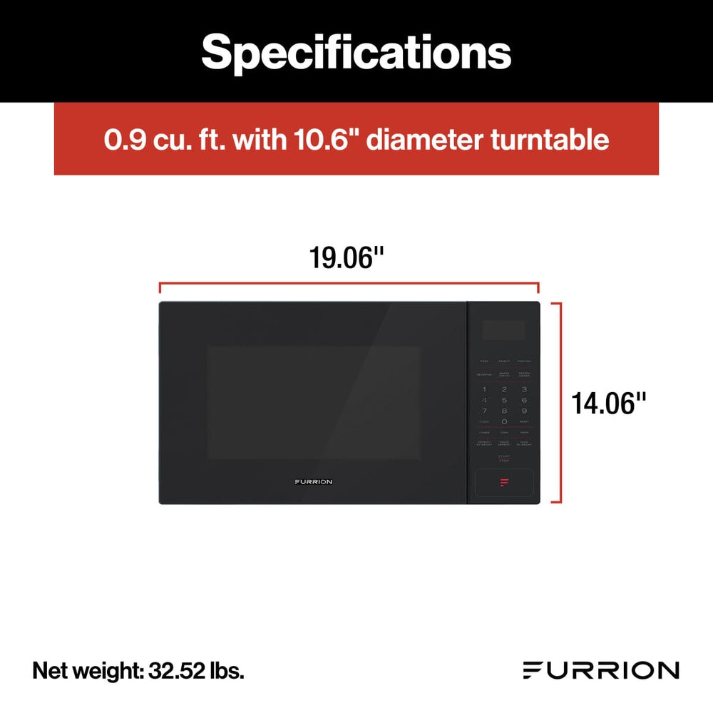 Furrion RV Microwave | FMSN09-BL | 0.9 Cu Ft | 900W | Black