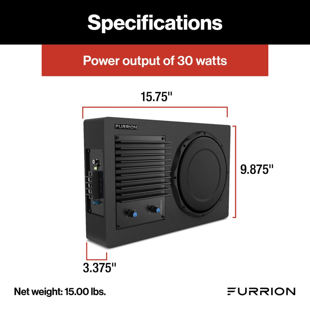 Furrion RV Amplified Subwoofer - 15-3/4" Wide x 9-7/8" Tall - 120 Watts - Black - Qty 1