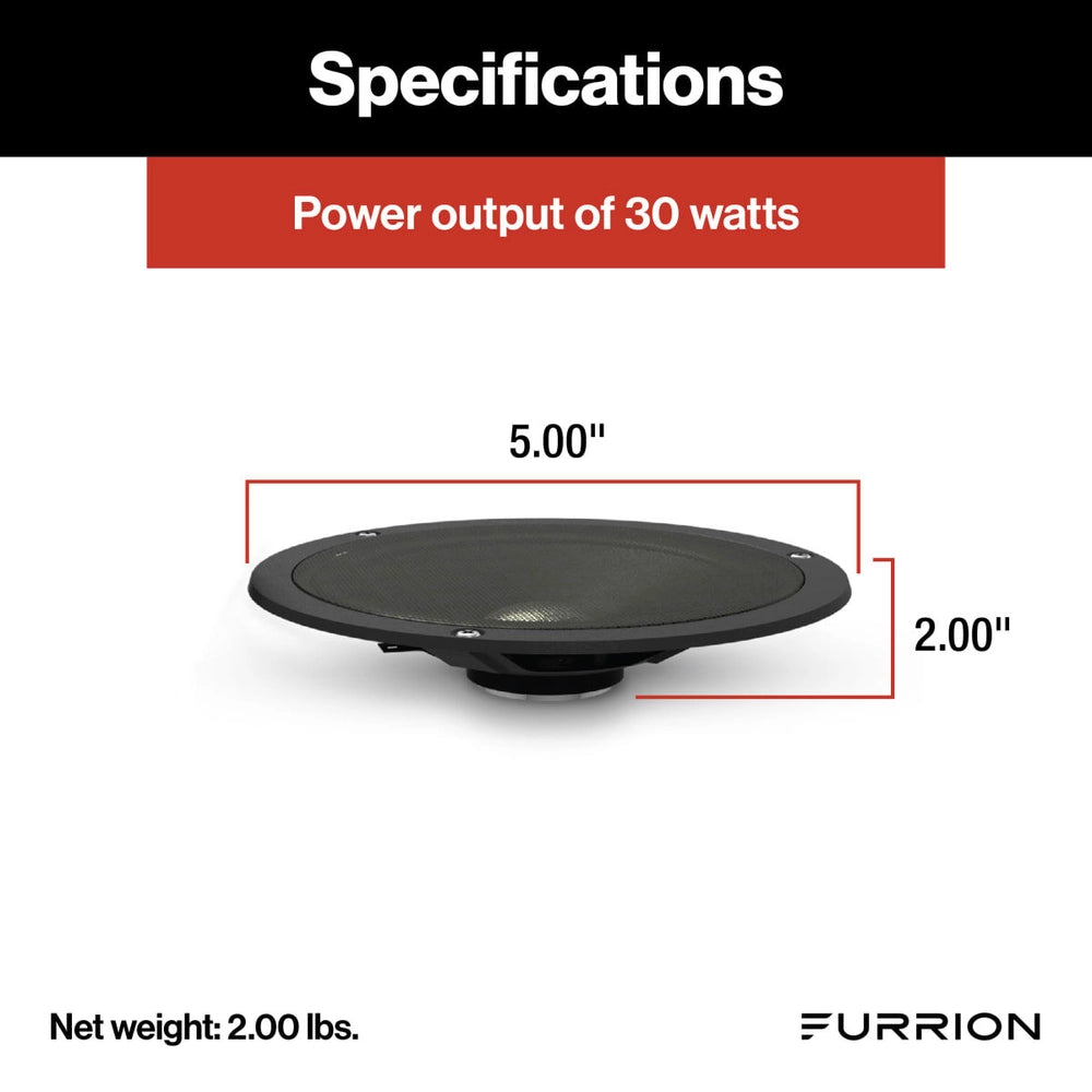 Furrion Marine Speaker - Recessed Mount - 5" Diameter - 30 Watts - Black - Qty 1
