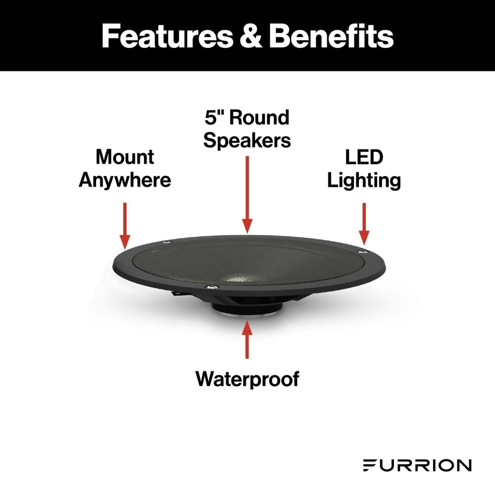 Furrion Marine Speaker - Recessed Mount - 5" Diameter - 30 Watts - Black - Qty 1