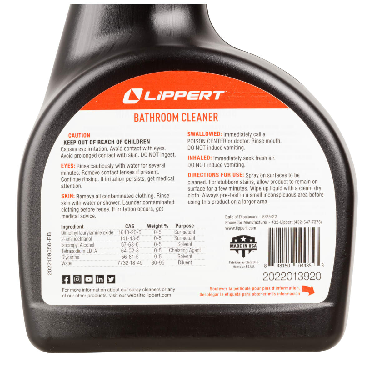 Lippert RV Bathroom Cleaner | 32 oz | Spray | Interior