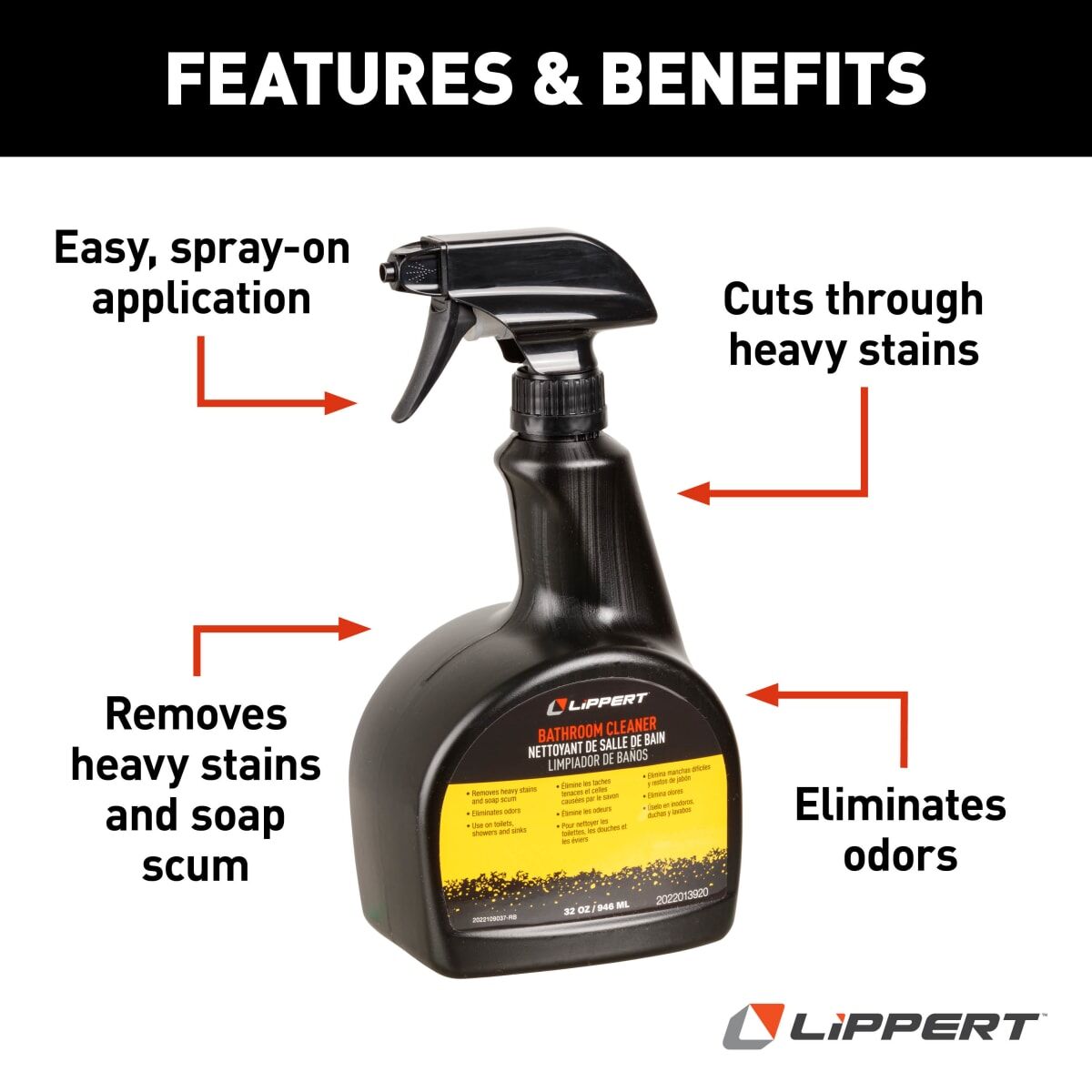 Lippert RV Bathroom Cleaner | 32 oz | Spray | Interior