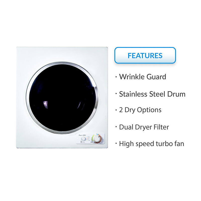Pinnacle Compact Short Dryer Knob 110V | White | 24-850SW