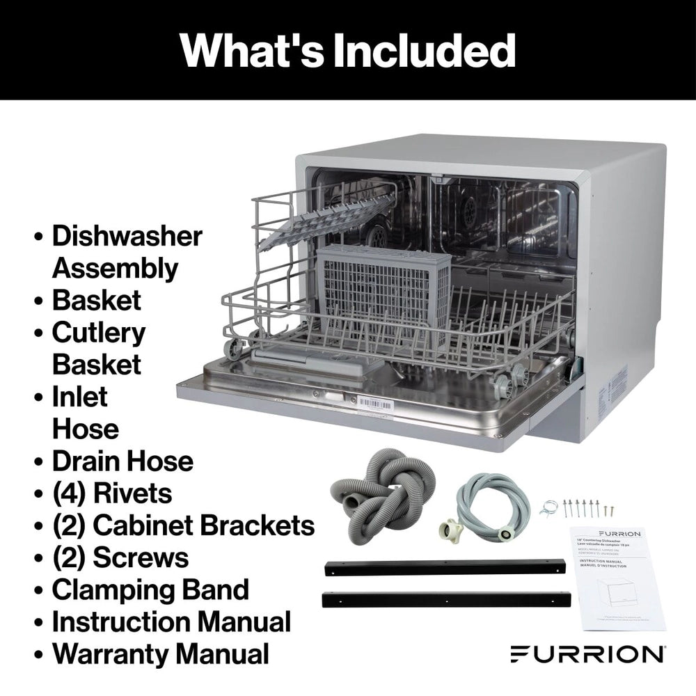Furrion RV Countertop Dishwasher | FDW18SAC2-SS | 18" | Silver
