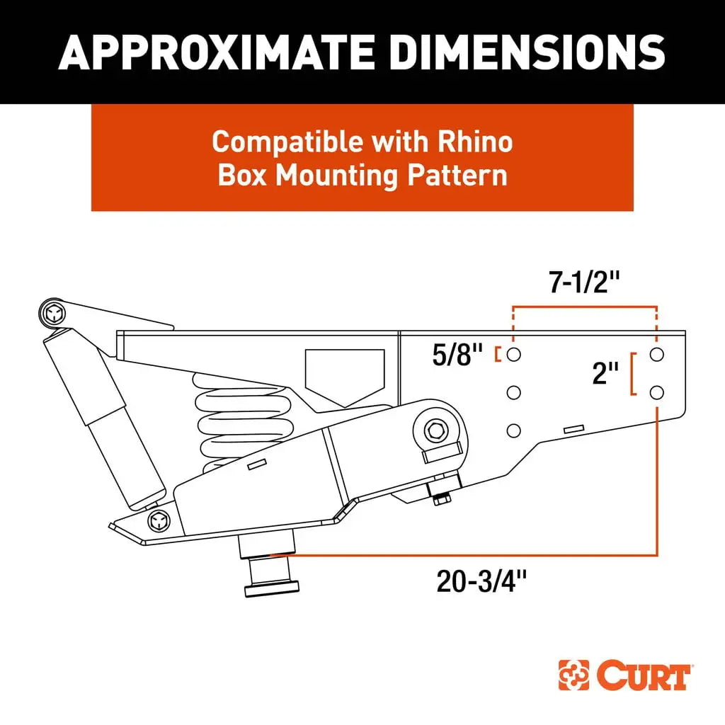 CURT Helux Coil-Spring 5th Wheel Pin Box | 2024044568 | 2,600 lb Max Pin Weight | 18K