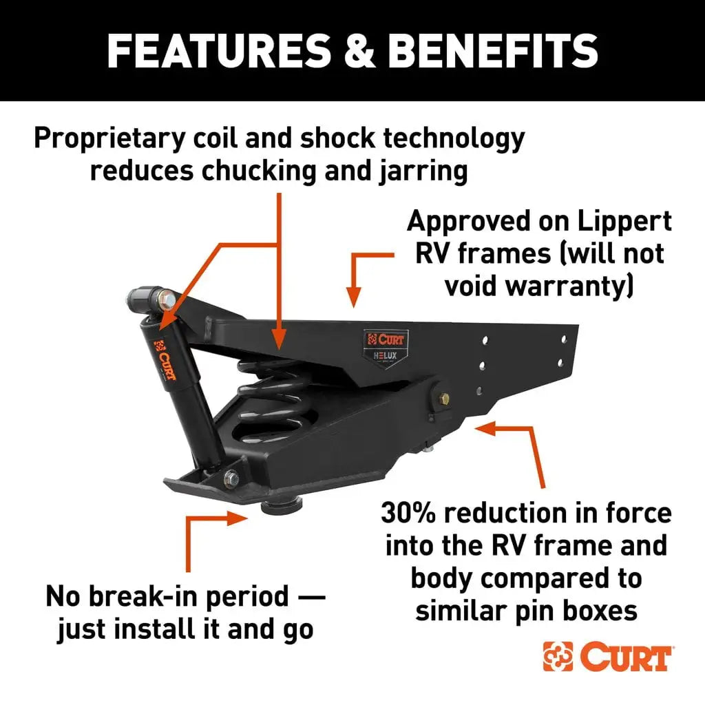 CURT Helux Coil-Spring 5th Wheel Pin Box | 2024044571 | 5,400 lb Max Pin Weight | 24K