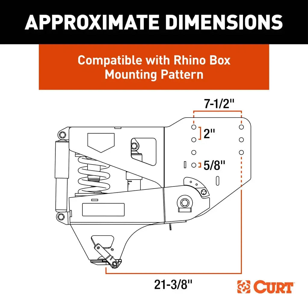CURT Helux Coil-Spring Gooseneck Pin Box | 2024044575 | 2,350 lb Max Pin Weight | 20K