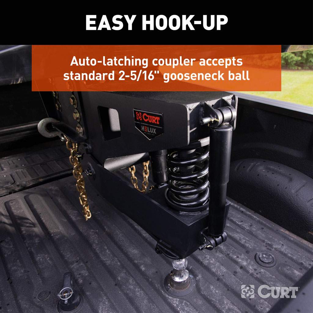 CURT Helux Coil-Spring Gooseneck Pin Box | 2024044578 | 4,300 lb Max Pin Weight | 20K