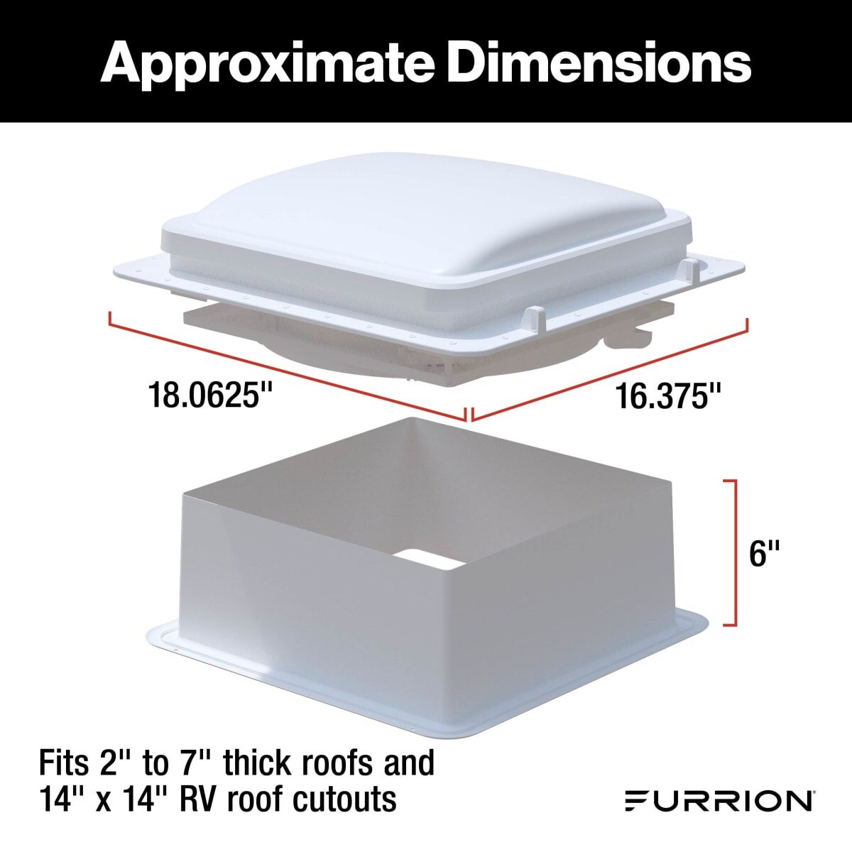Furrion 14" RV Roof Vent Fan | Electronic Lid | 920 CFM | Grey/White
