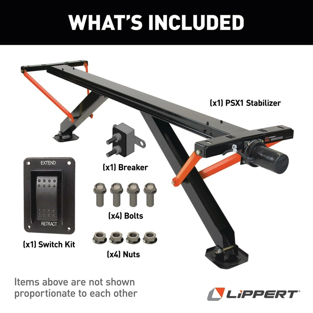 Lippert PSX1 Power RV Stabilizer Jack System | 2025012486 | Black