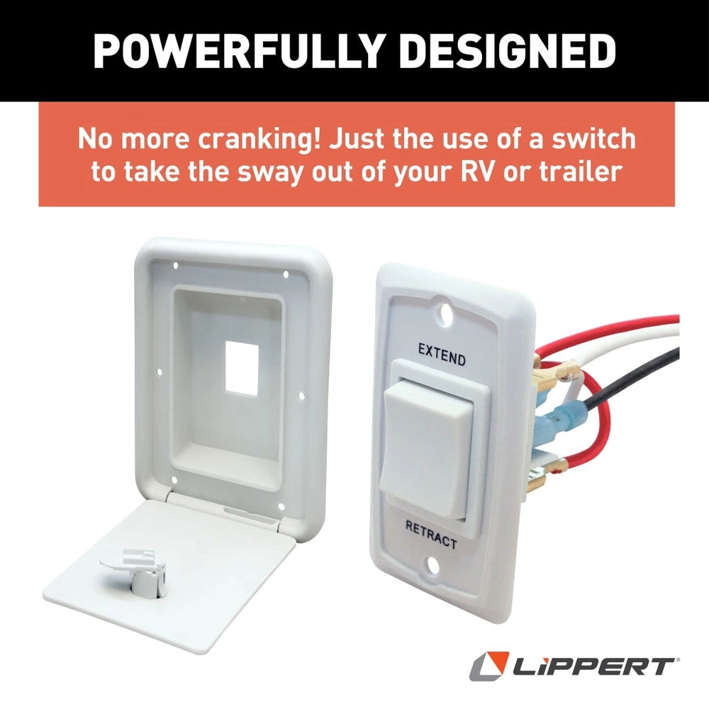 Lippert PSX1 Power RV Stabilizer | 2025012487 | White + Hatch Box