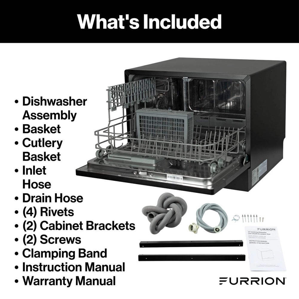 Furrion RV Countertop Dishwasher | FDW18SAC2-BL | 18" | Black