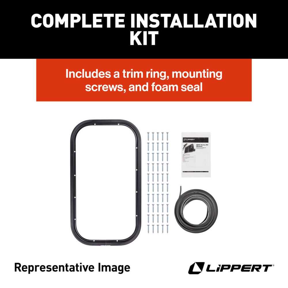 Lippert 8800 RV Window | Horizontal Slider Radius | 18"×22" | Kit