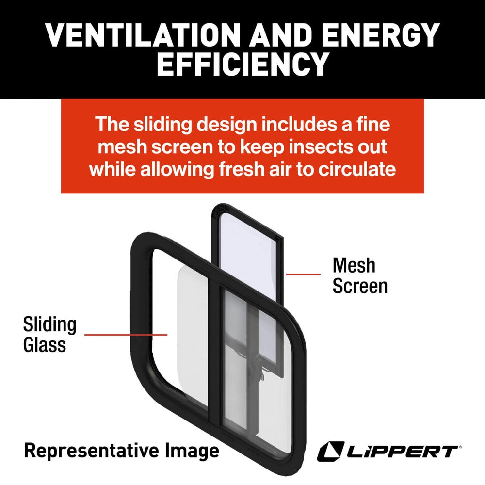 Lippert 8800 RV Window | Horizontal Slider Radius | 18"×22" | Kit