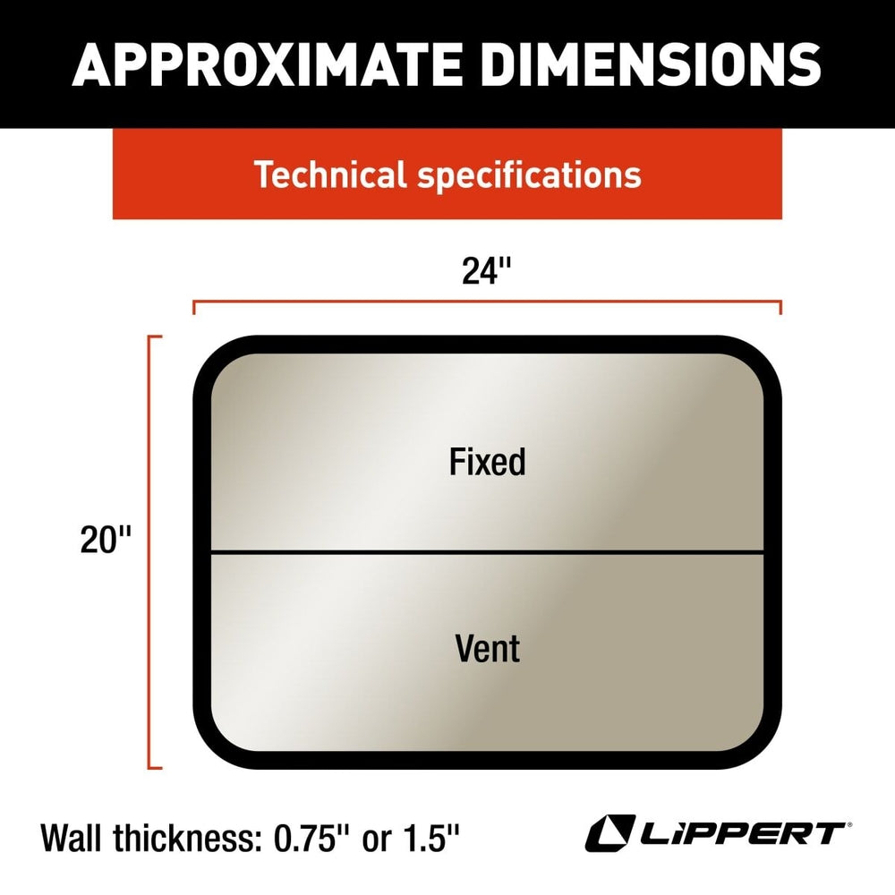 Lippert 8800 RV Window | Vertical Slider Radius | 24"×20" | Kit