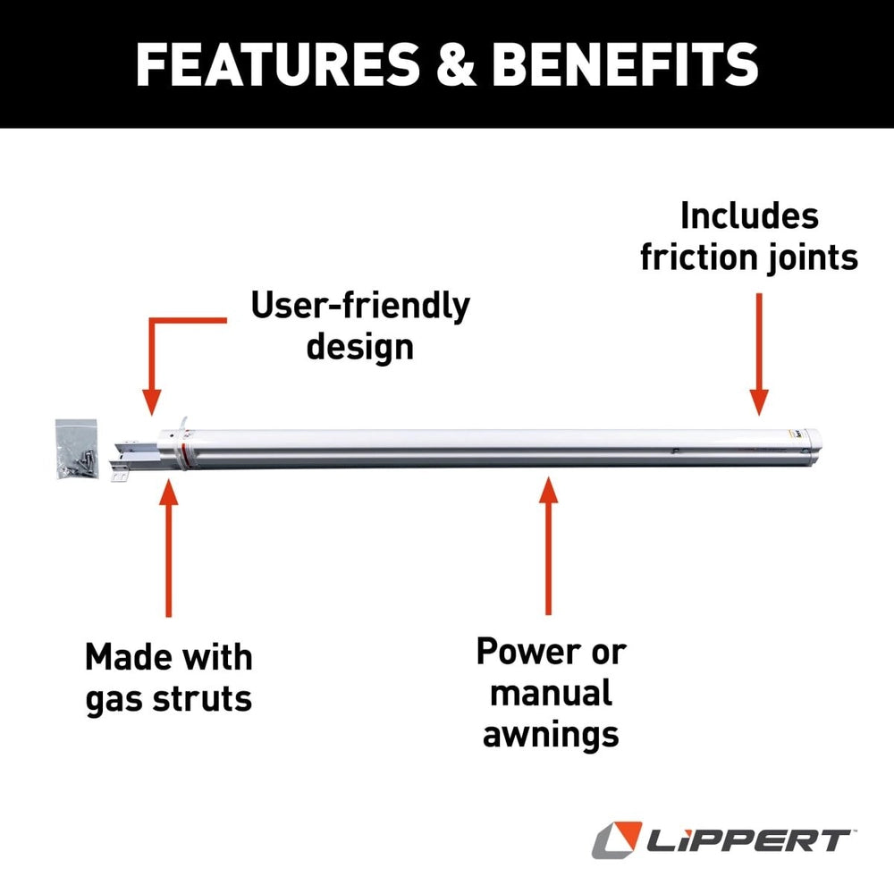 Solera 69" Flat Awning Support Arm | 281152 | White | Gas Strut