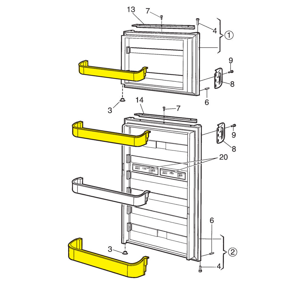 Dometic™ Americana 29325760166 OEM Refrigerator Door Shelves - White