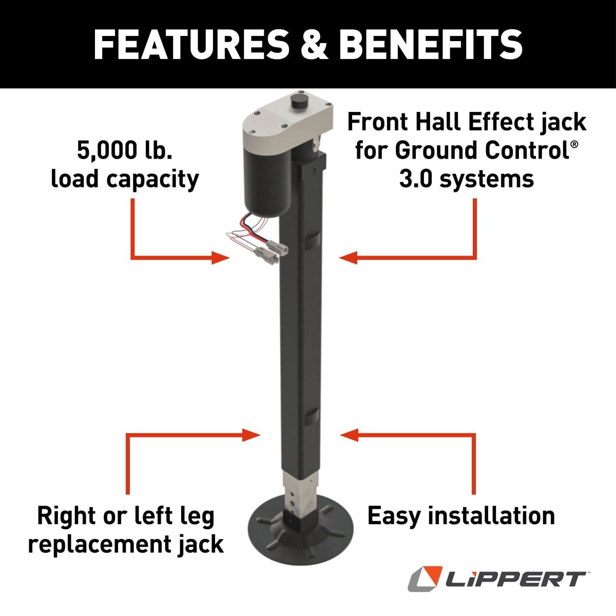 Lippert 305340 Ground Control 3.0 Front Jack | 5,000 lb | Left or Right