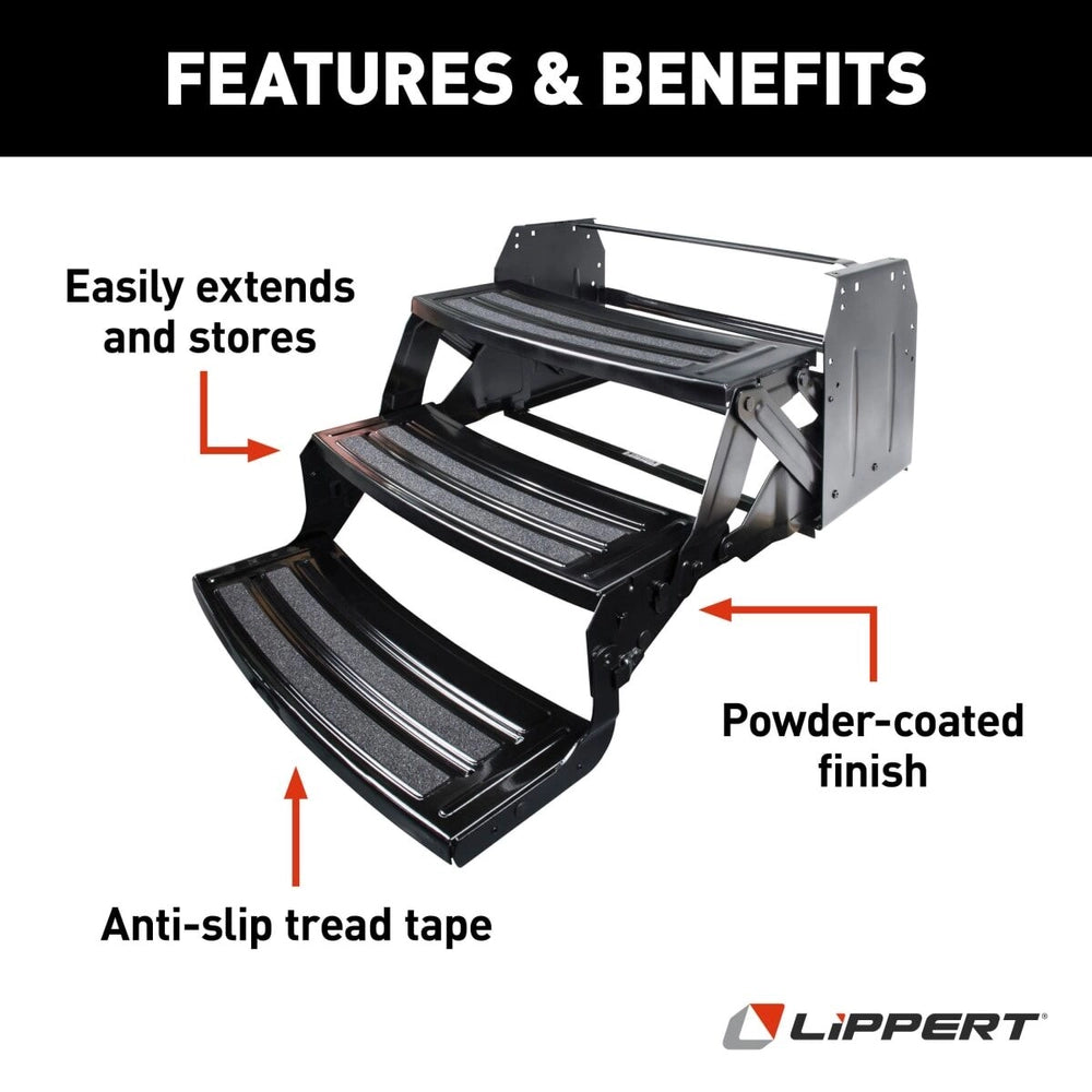 Lippert Triple Manual RV Step | 432687 | 24" | 7" Rise | Radius