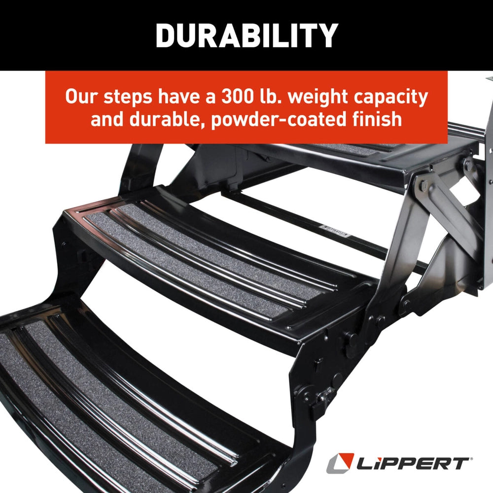 Lippert Triple Manual RV Step | 432687 | 24" | 7" Rise | Radius