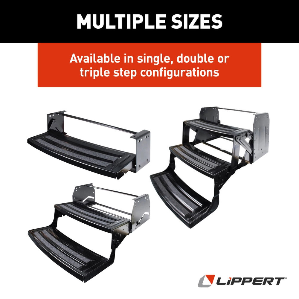 Lippert Triple Manual RV Step | 432687 | 24" | 7" Rise | Radius