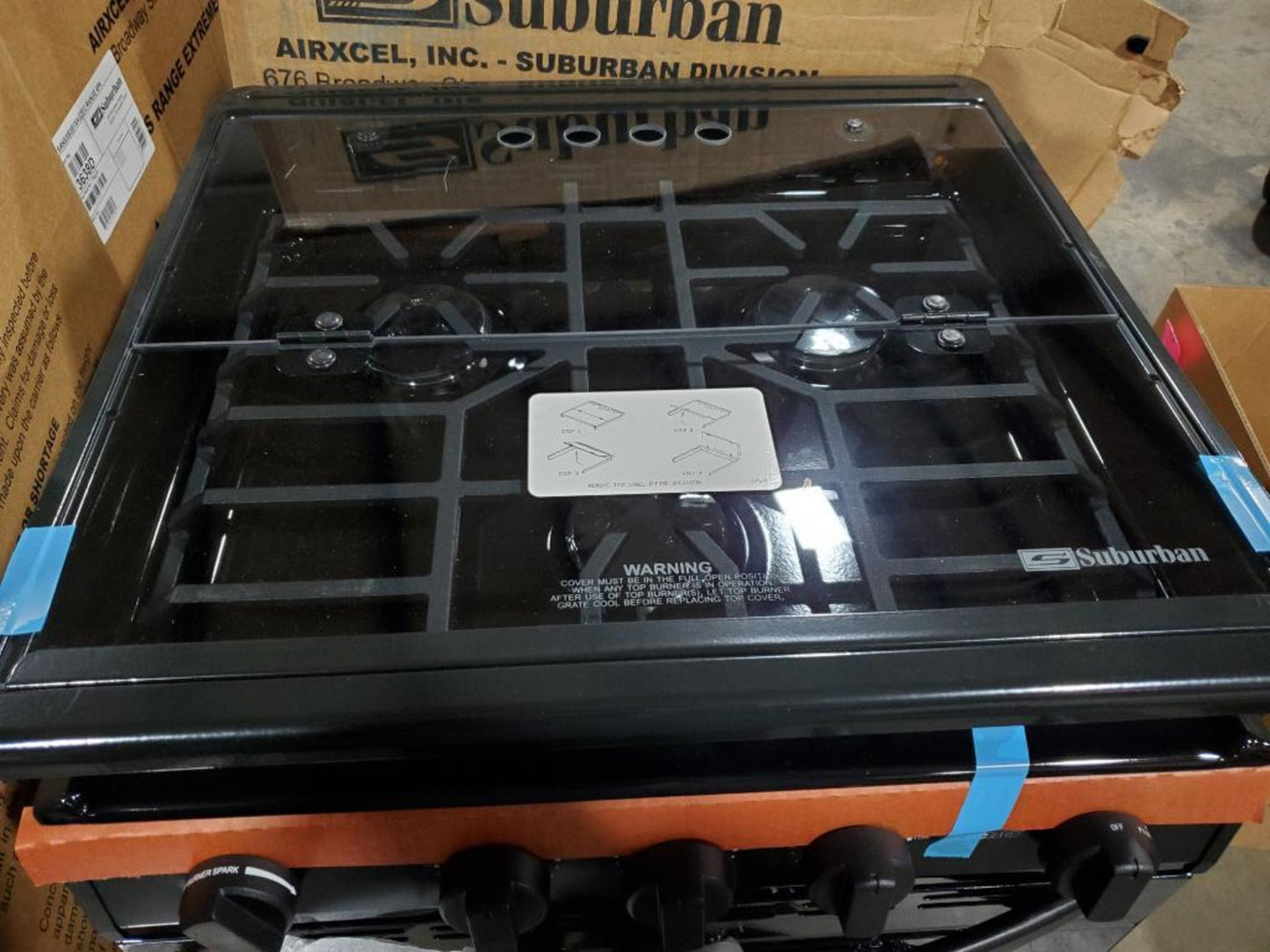 Suburban 3 Burner Range Oven LP Gas Glass Cover 3638D SRNSXB3B1XAG2EC - DENTS