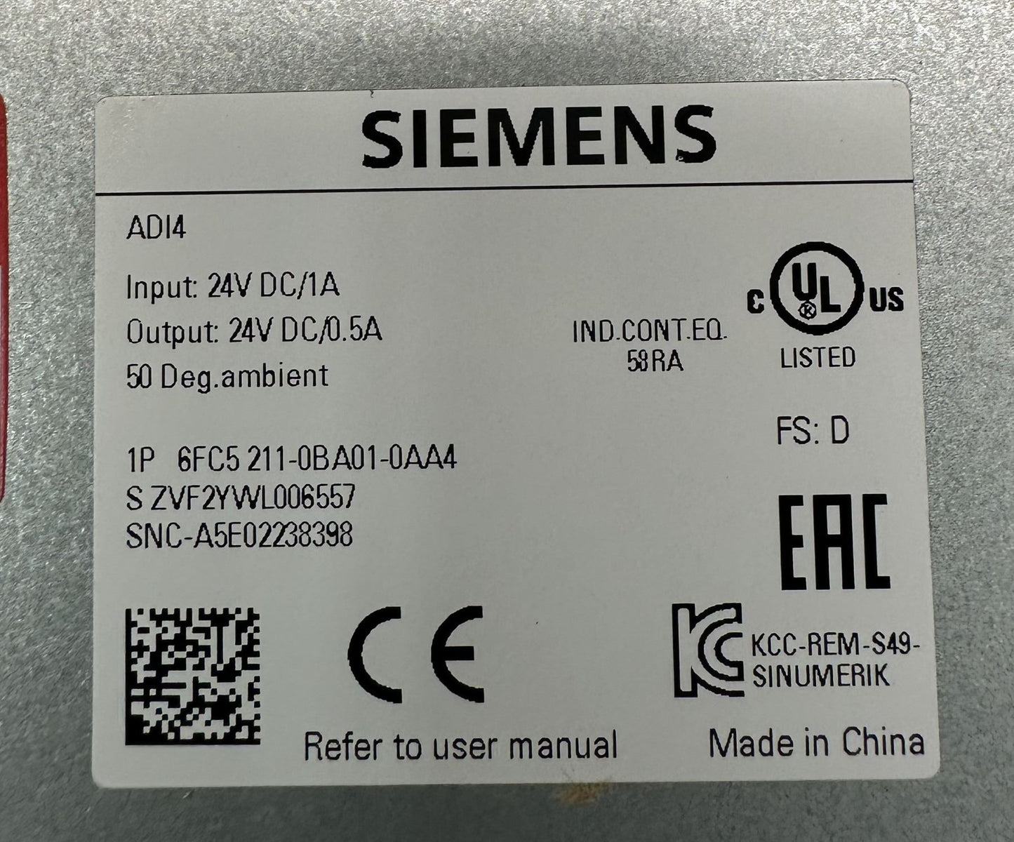 Siemens 6fc5211-0ba01-0aa4 4 Axes Analog Driver Interface 24V NEW