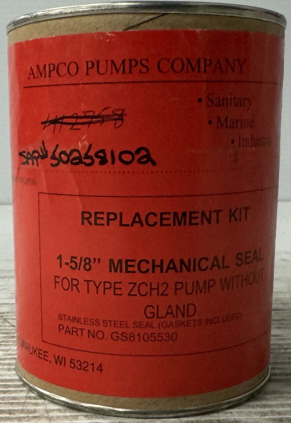 Ampco Pump Seal Kit GS8105530 1-1/2” Mechanical Seal Kit ZCH2 Pump without Gland