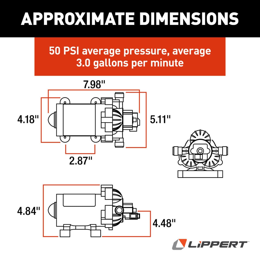 Lippert Flow Max RV Water Pump | 689052 | 12V | 3.0 GPM