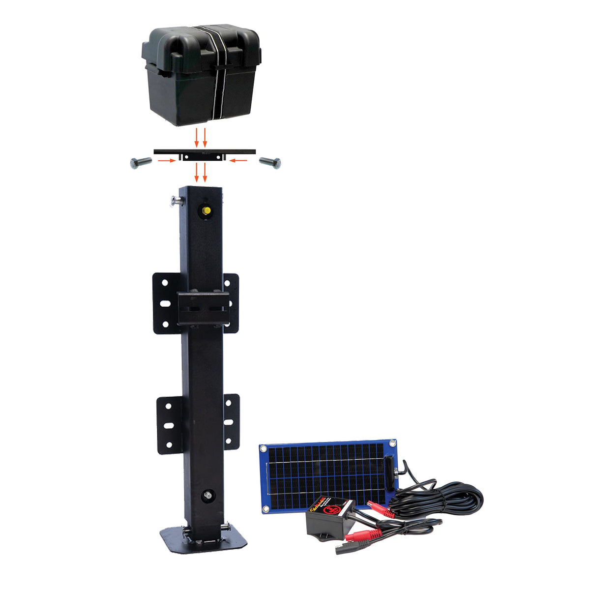 EQ Systems Solar Panel Kit #70486 | For AM Hydraulic Trailer Jacks | 3W with Battery Box