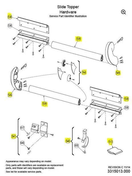 Dometic 9800018.401U EZ SlideTopper Slide-Out Awning Hardware