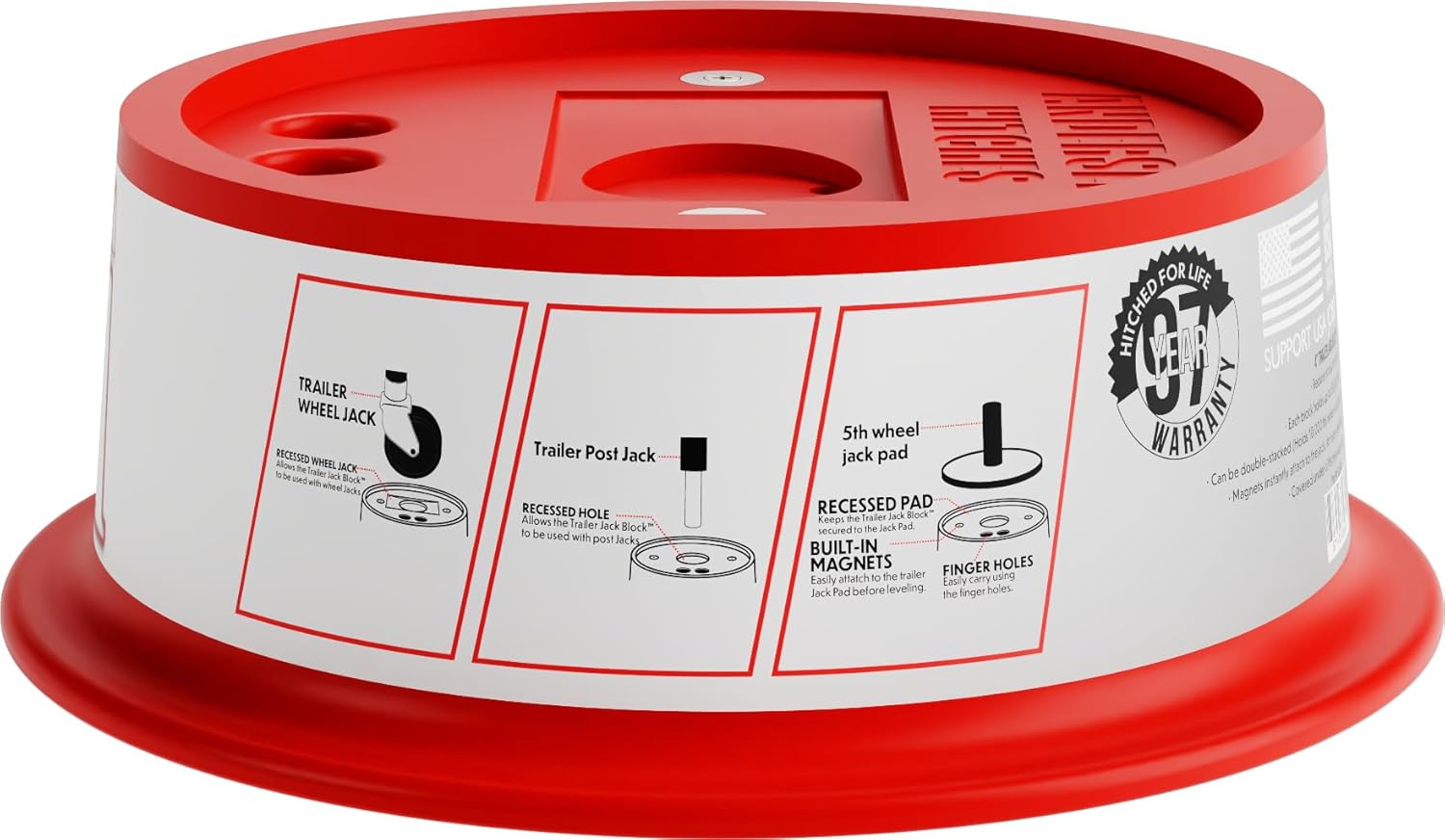 Andersen 3684 4-inch magnetic trailer jack block, red