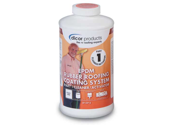 Dicor RP-CRP-Q RV Roof Cleaner/Activator & RP-CRC-1 RV Acrylic Roof Coating for EPDM Rubber & PVC Membranes - 1 QT/1 Gal. - White BUNDLE