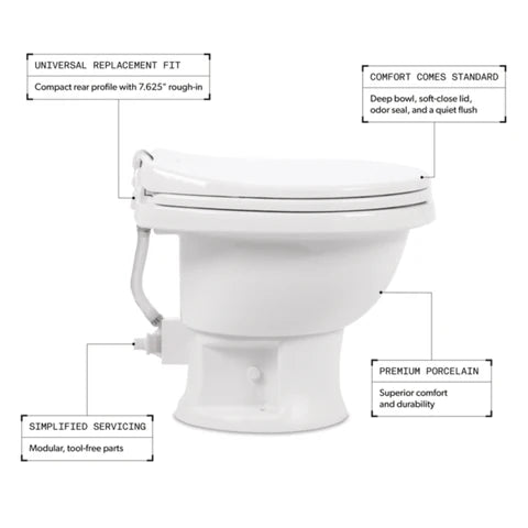 Dometic 411 Low Profile RV Toilet | 9610008263 | White | Porcelain