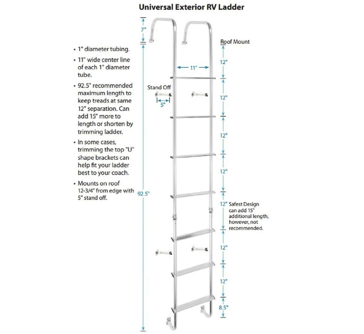 Stromberg Carlson LA-401 Universal Motorhome RV Ladder | 250 lb