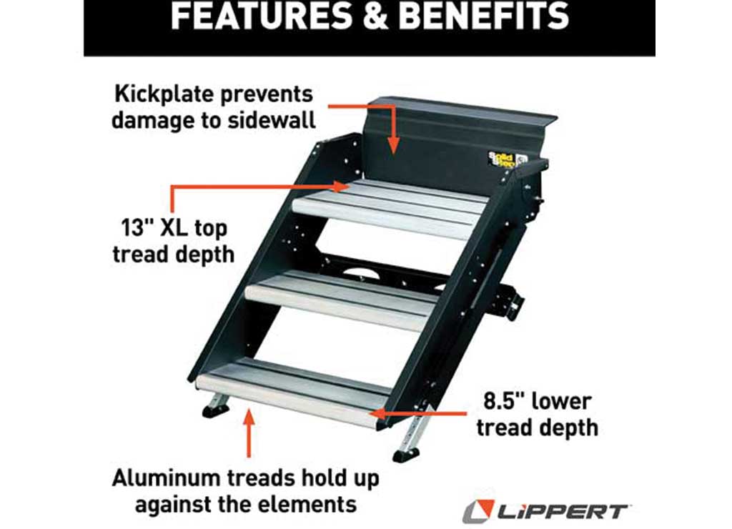 Lippert SolidStep Fold-Down RV Triple Steps - 25-28-7/8" Width - 791572