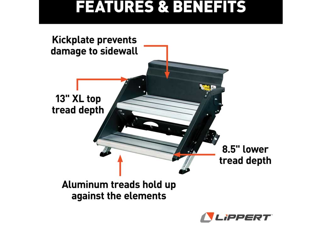 Lippert SolidStep Fold-Down RV Double Steps - 25-28.9" Width - 733931