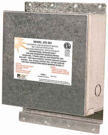 Parallax | 50 Amp Transfer Switch | ATS501 | 120VAC / 240VAC | 50 Amps | Screw Terminals