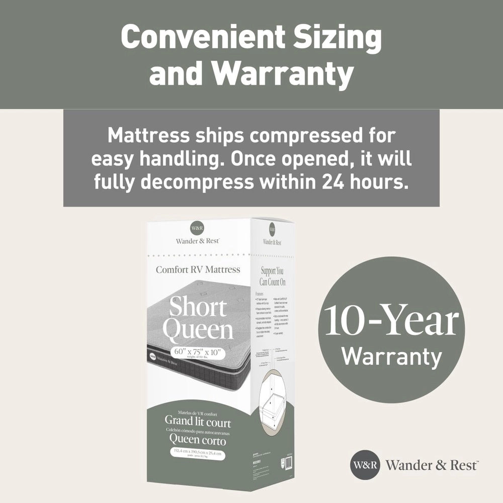 Wander & Rest™ by Lippert Comfort RV Mattress - Short/Queen - Narrow/King