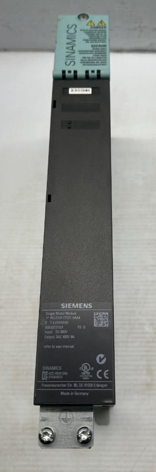 Siemens 6SL3120-1TE21-0AA4 6SL3 120-1TE21-0AA4 9A 400VAC Single Motor Module