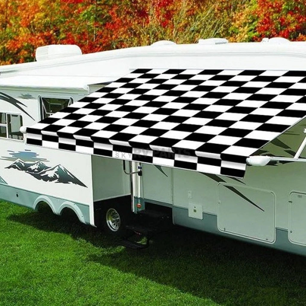 Carefree RV Fiesta Patio Awning - 16 Feet - Checkered Flag - EA169A00