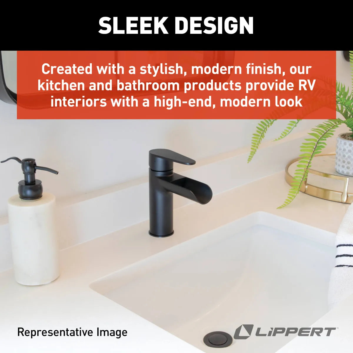 Lippert Flow Max™ Waterfall Bathroom Faucet - Black Matte