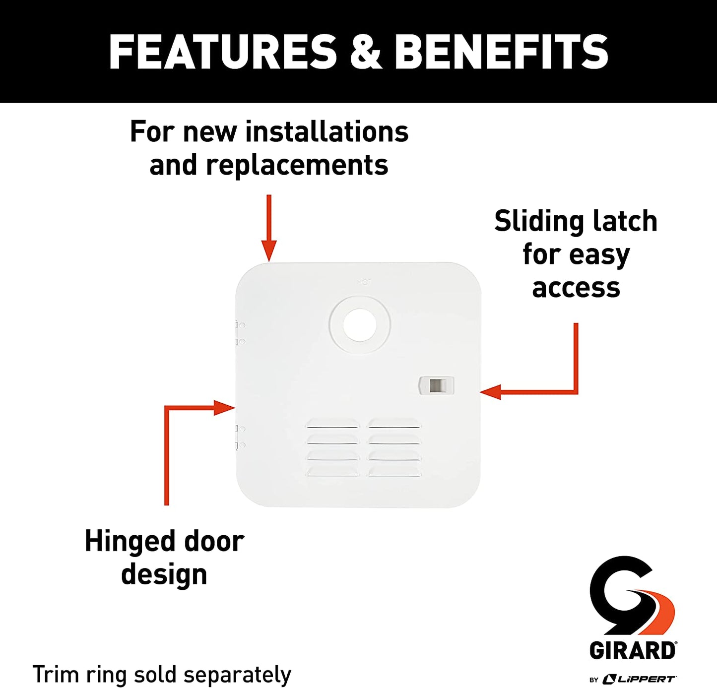 Girard GSWH-2 White 15 x 15 Water Heater Door