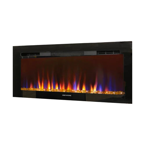 Greystone 36" RV Trailer Black Built-In Fireplace F36-18A Crystals with Remote