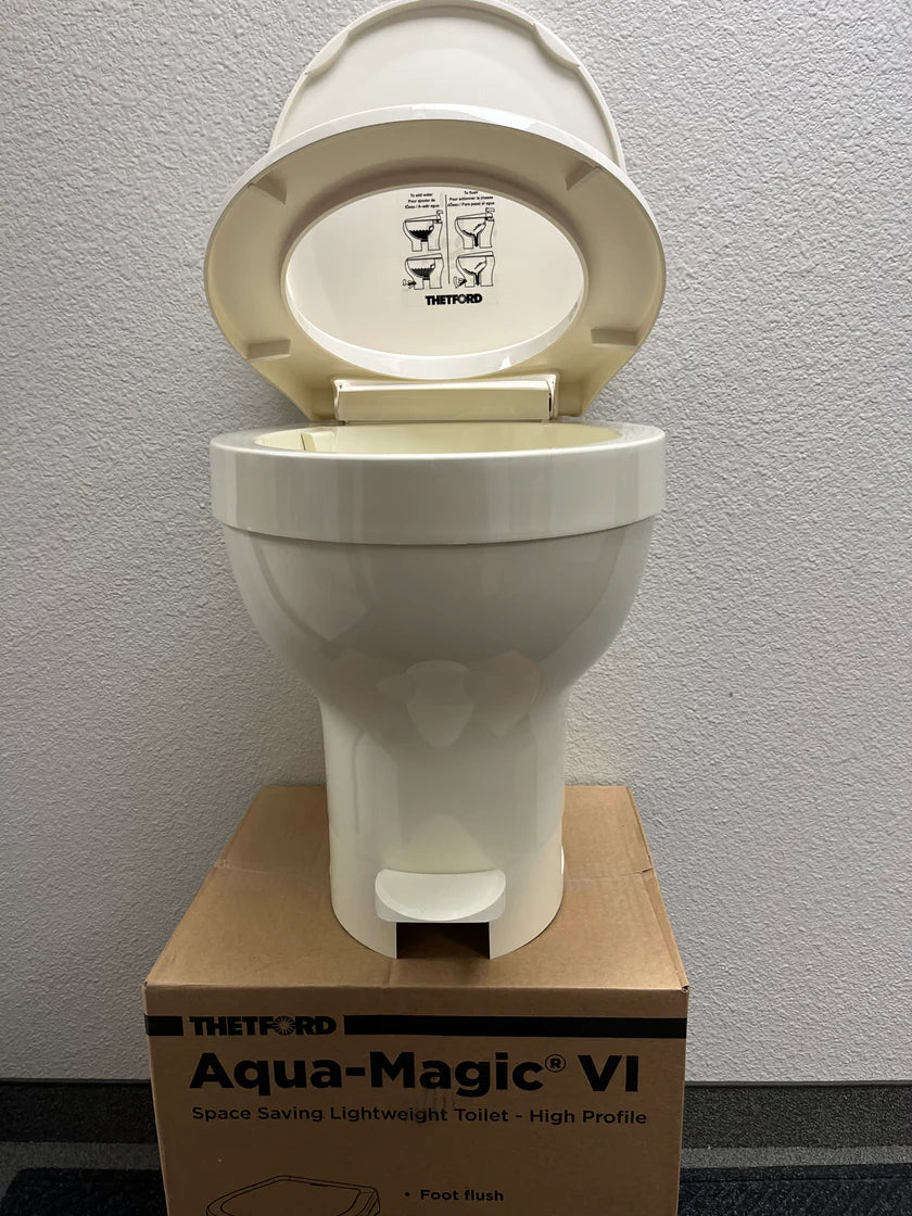 Thetford | Aqua-Magic VI Hi RV Toilet with Foot Flush | 31836 | Parchment Thetford