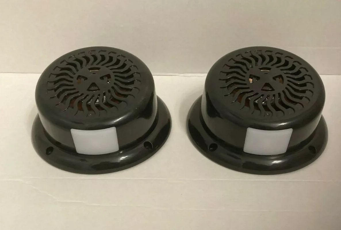 RV Marine Exterior Speaker 5.25" Black Wavy Blue Lighted LED Waterproof Flush Mount Pair Step Light