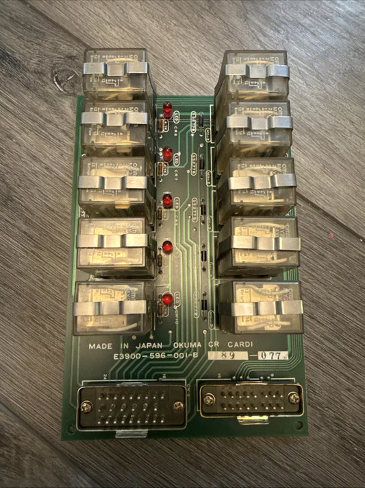 Okuma CR Cardi E3900-596-001-B Relay Board with 10 Relays USED